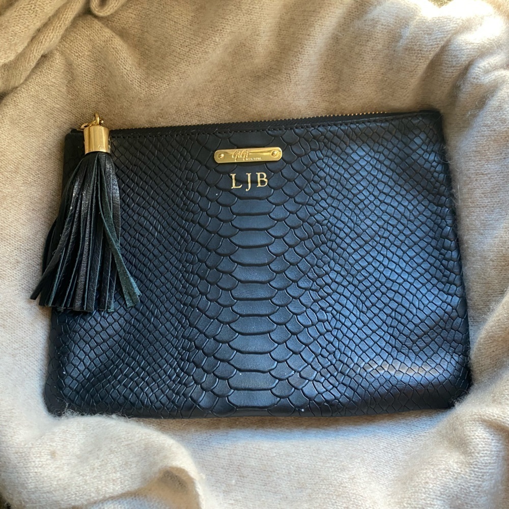 GIGI New York embossed Python leather clutch